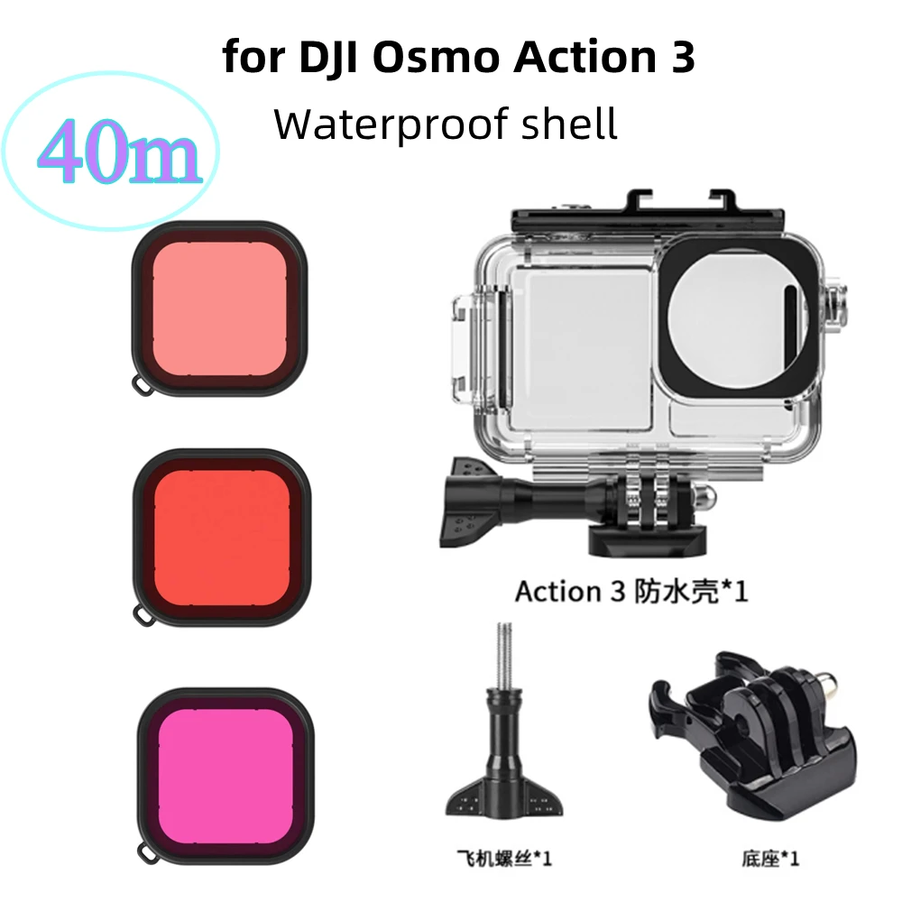 

For DJI OSMO Action 3 Waterproof Case Diving Protective Shell 40m Waterproof Depth Protective Shell Accessories