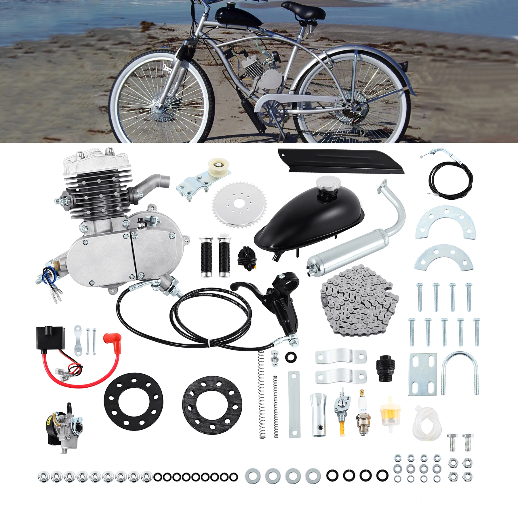 Kit Moteur 2 Temps Pour Vélo À Essence, 100cc/80cc, Accessoires Pour Moteur  De Bicyclette, Kit D'embrayage Pour Bricolage - Éléments De Stockage -  AliExpress