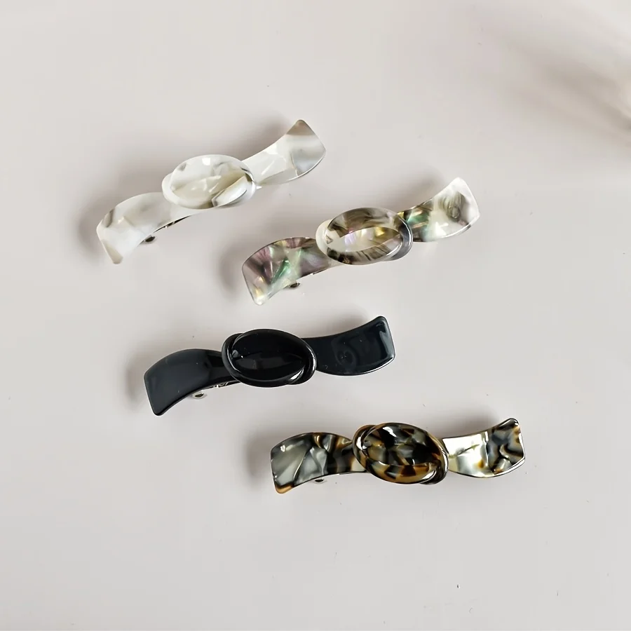 1 Stück Damen-Haarspange aus mehrfarbigem Acetat mit Schleife, dünner Haarclip für halbes Haar, Damen-Accessoire im Urlaubsstil – Detail 6