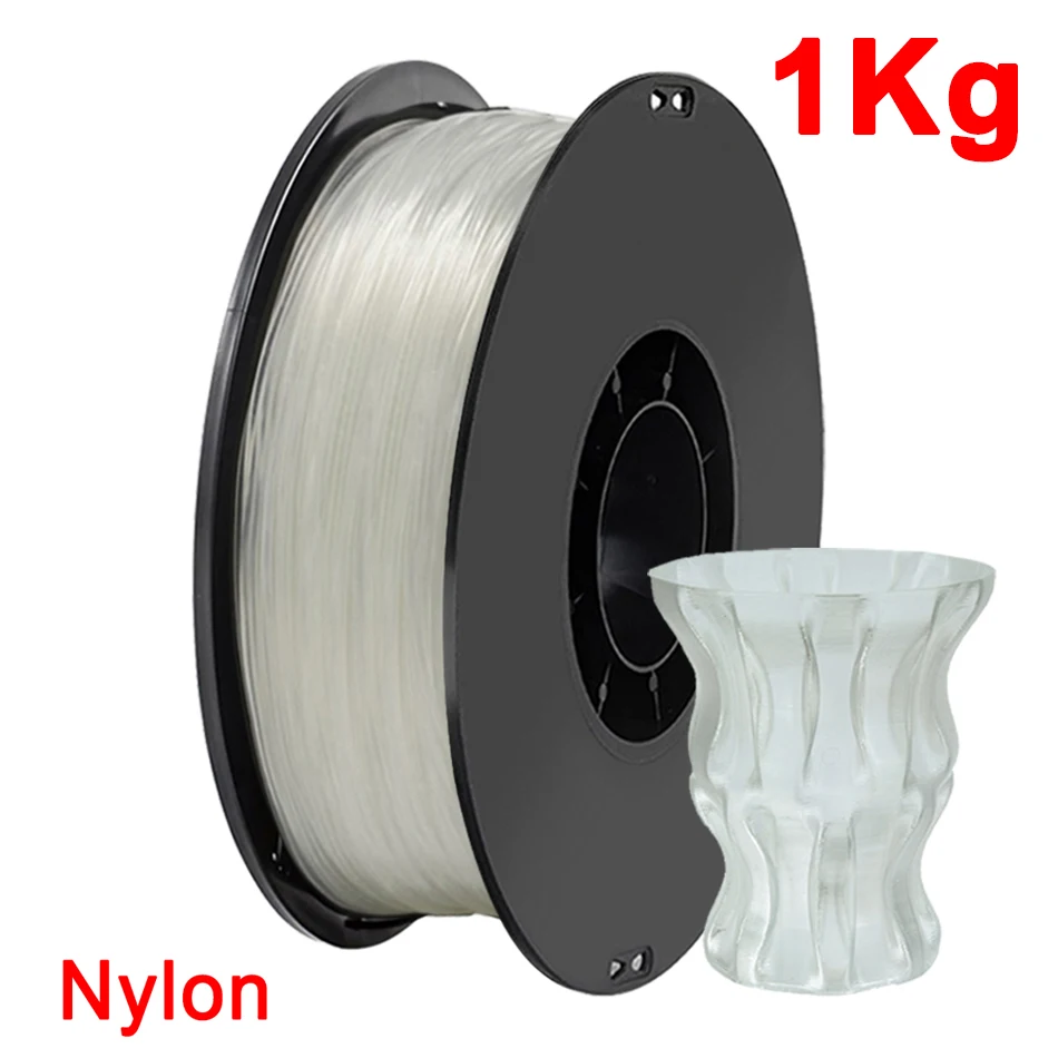Premium White Nylon 3D Printer Filament - High Tensile Strength & Flexibility, Available in Multiple Weights