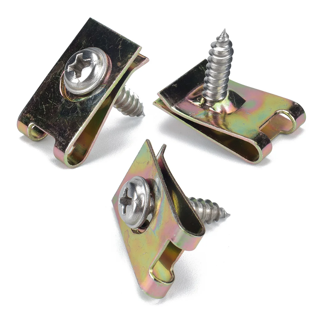 

Motorcycle U Clips Fairing Bodywork Panel Manganese Steel U Clips Self Tapping Screw Spire U-shaped Clip Chimney Nut U