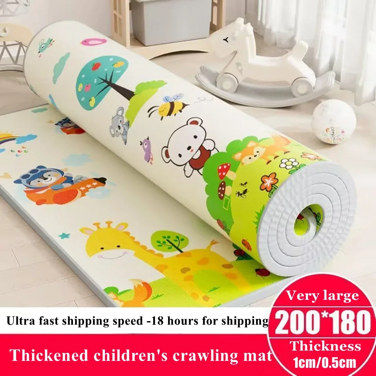 Large Size 1cm Play Mat for Children's Safety Mat EPE Environmentally Friendly Thick Baby Crawling Play Mats Folding Mat Carpets