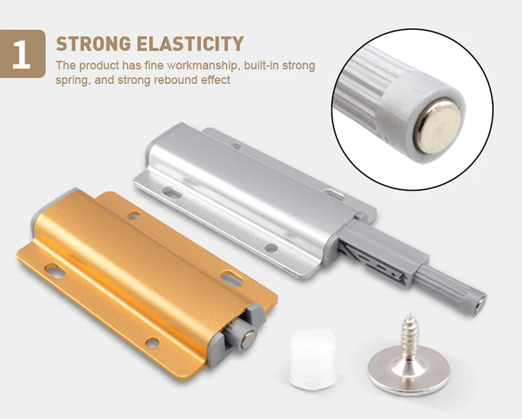 Description Picture 4 of itemFree Shipping Aluminum Alloy Cabinet Drawer Door Rebounder Wholesale Cabinet Wardrobe Door Free Handle Press Self-bouncer