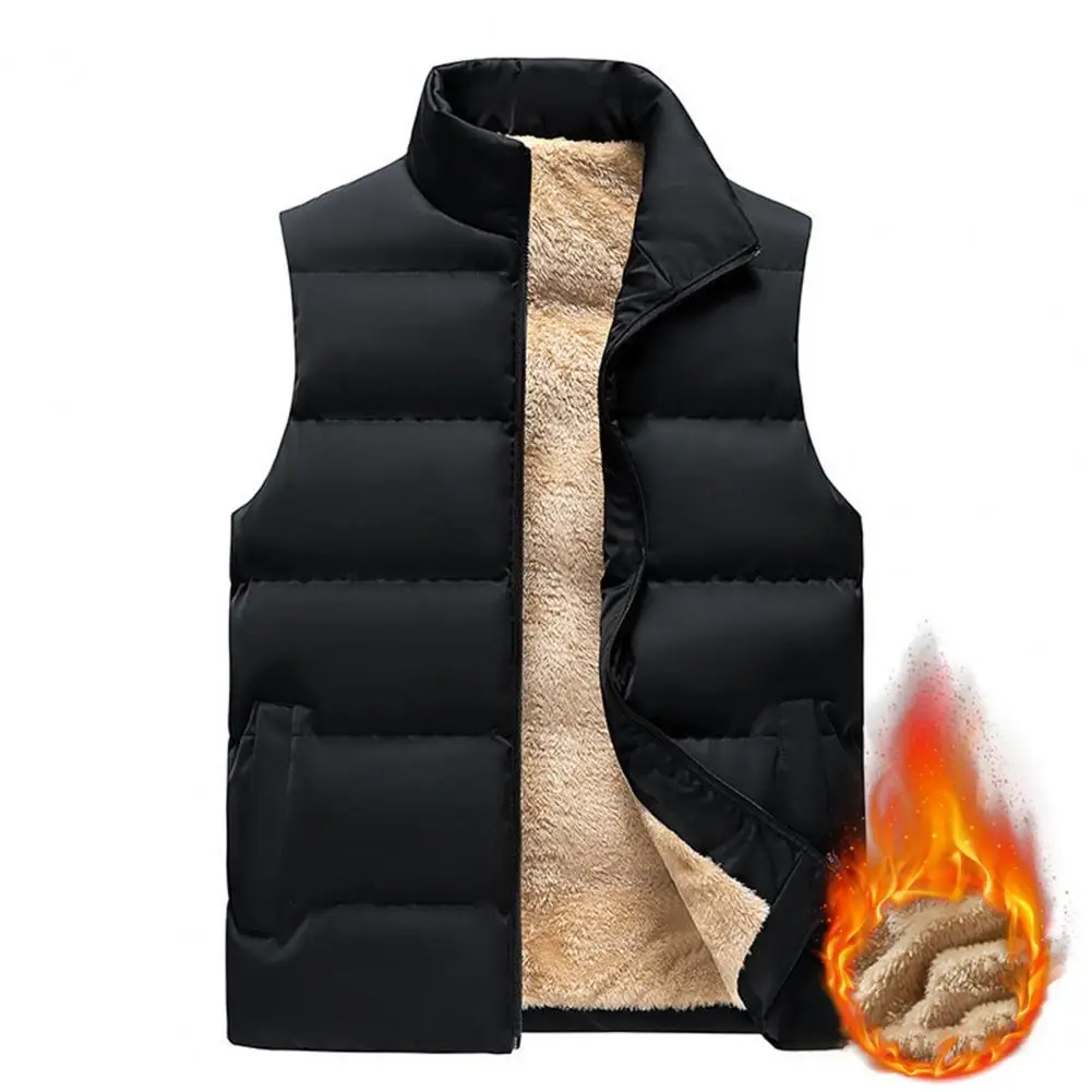 

Waterproof Men Vest Winter Outerwear Men's Casual Heated Vest with Lapel Collar Multi-pockets Waterproof Comfort 3 for Fall