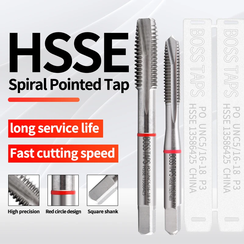 HSSE Red Ring JIS Standard Spiral Pointed Tap UNC UNF 1-64 2-56 4-40 6-32 8-32 10-24 1/4 Machine Scr