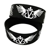 25 Pcs Black Veil Brides Silicone Bracelet with Angel Wings Music Concert Bangle 1 Inch Wide Wristband 4
