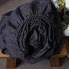 100% Linen Fitted Bed Sheet with Elastic Band Solid Color Anti-slip Adjustable Mattress Cover for Single Double King Queen Bed 4