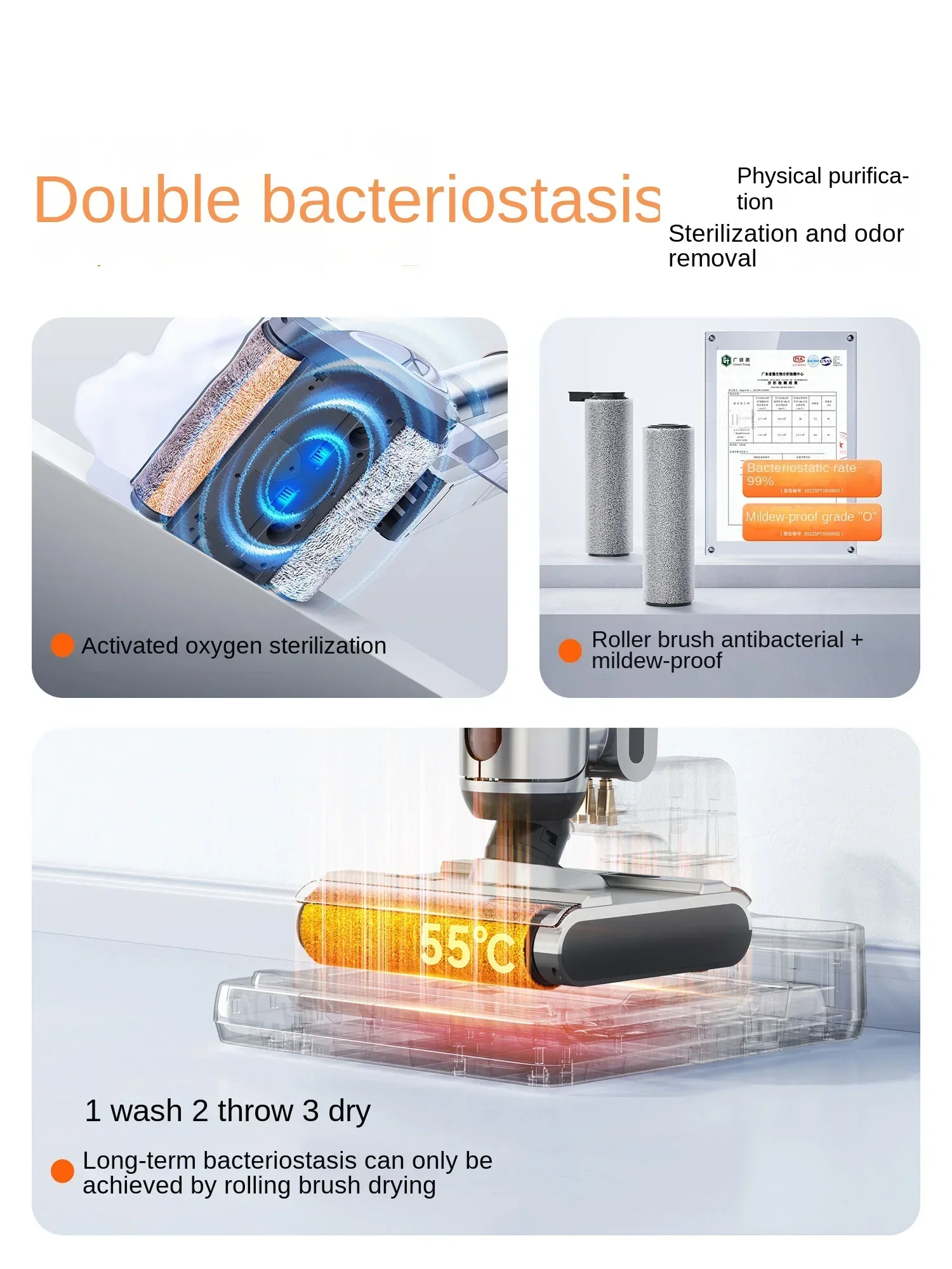 UWANT X200 Double Roller Brush Hot Water Floor Washer Welt Washing Drag Suction Drying Household Appliances 5