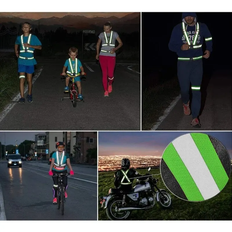 Reflective Vest Adjustable Elastic Strap for Adult and Children Night Running Cycling