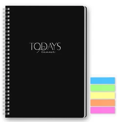 Daily Planner for Optimal Task Management and Productivity with Color Index Stickers (Black)