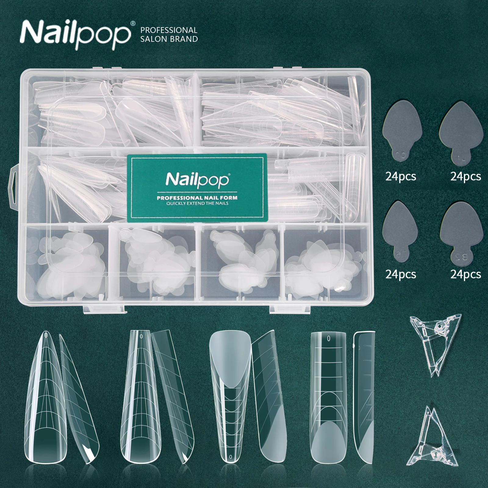 Nailpop Quick Building Mold Nail Kit Dual Forms Sistema Di Estensione Delle Unghie Con Adesivi Per Stampi In Silicone Per Strumento Artistico Per Ungh
