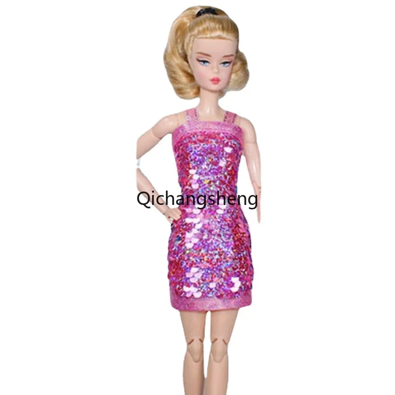 1/6 Hot Pink Sequin Dress For Barbie Doll Clothing For Barbie Clothes Princess Outfits 11.5