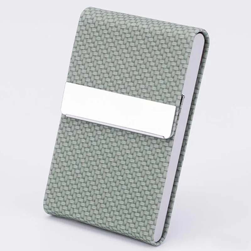 1 Pcs Simple PU Leather  Business Card Case Fashion Buckle Stainless Steel ID Case Office Supplies Gift Business Card Box
