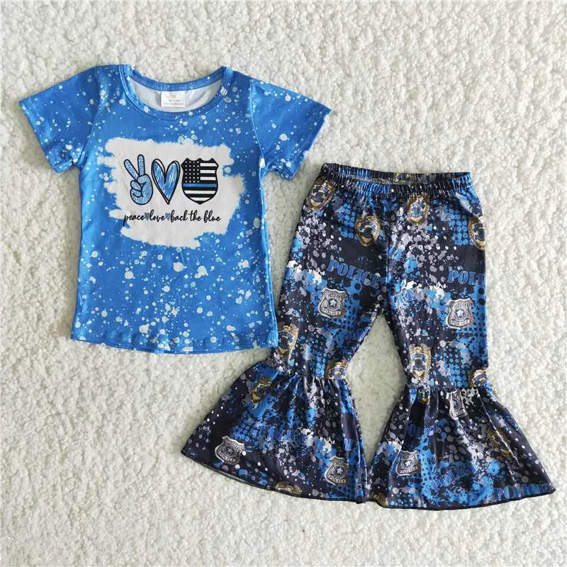 

New Spring Summer Kids Girl Hot Sale Tie Dye print floral Flare Pants Wholesale fashion Design Boutique Outfits