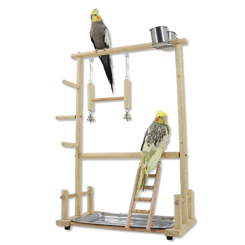 

Budgies Cage Toy Ladder Stand Swing Parrots Feeding Cup Gym Toy Bridge Climbing Toy for Parakeets Cockatiel