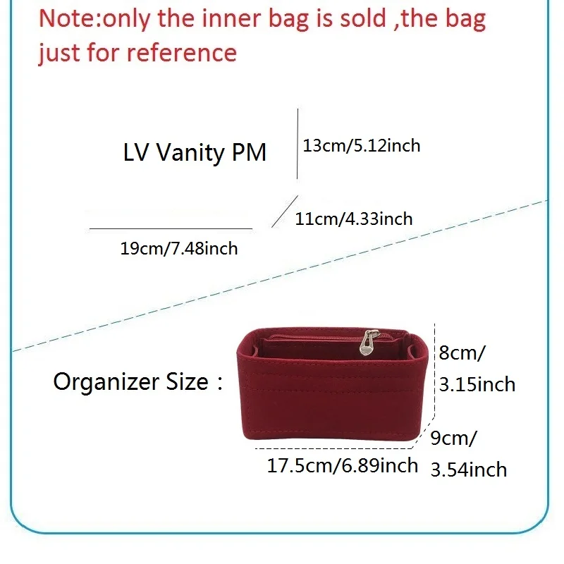 Felt Insert Bag Organizer Womens Makeup Box Comestic Inner Storage Bags Shaper For VANITY felt bag organizer
