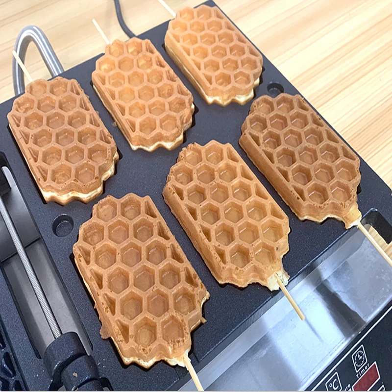 ハニカム型ワッフルメーカー 電気ハニカムワッフルマシン,焦げ付き防止,商業用スティック,110