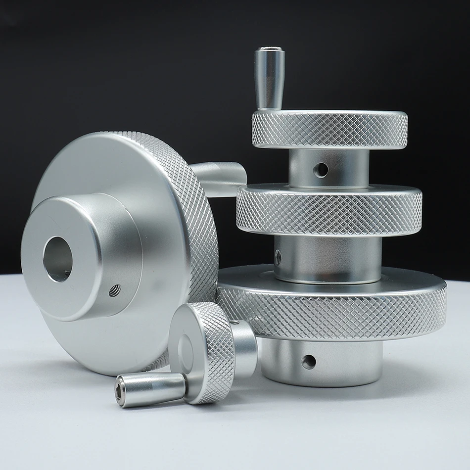 Silver Movable Hand Wheel Handle Round Rotating Machine Tool Hand Wheel Sliding Table Screw Lever Handle Manipulator