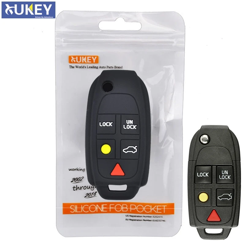 Silicone Remote Flip Key Case key case key case cover car key shell remote control case cover flip key fob shell Fob Shell Cover Skin Holder 5 Button For Volvo XC90 S80 XC70 S60 V70