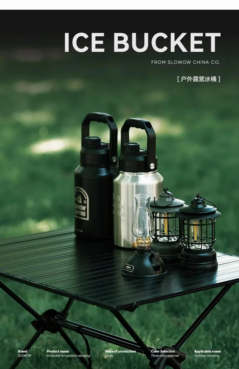 

Black Stainless Steel 2L Large Capacity Outdoor Camping Insulation Bucket