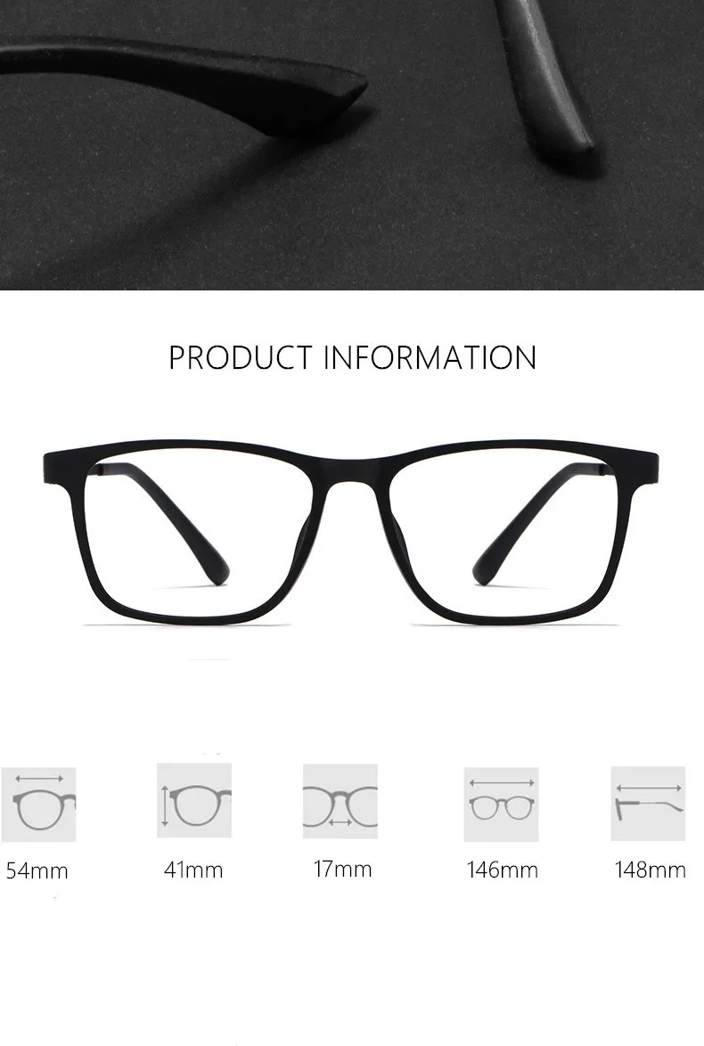 Hochwertige, ultraleichte, quadratische, bequeme, große Brille aus reinem Titan, modisches optisches Brillengestell für Herren – Detail 6