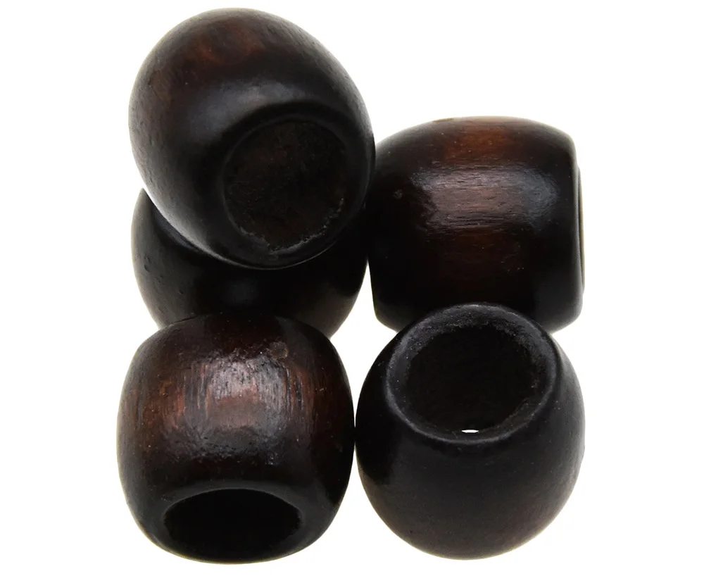 30 Stück verstreute Holzperlen, Kleidungszubehör, tiefe Kaffeefarbe, DIY-Bastelarbeiten, Nähzubehör, runde Naturholzperlen, 12 x 11 mm – Detail 2