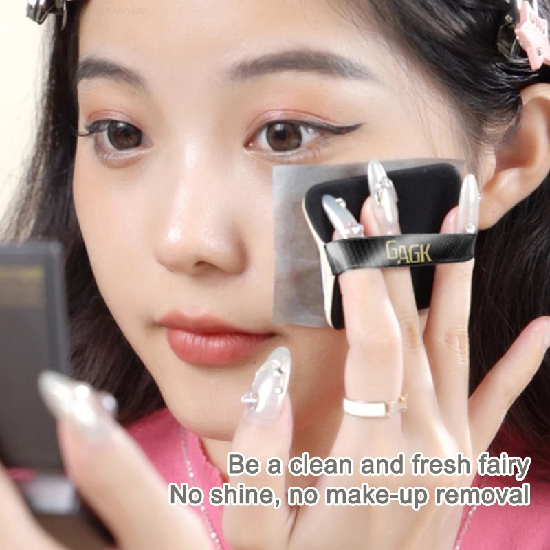 Facial Oil Control Special Blotting Paper Convenient Bamboo Charcoal Oil Absorption Refreshing with Mirror Puff Blotting Sheets