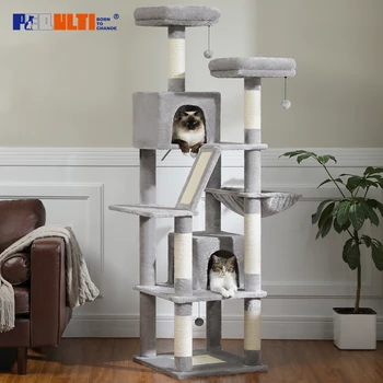 Large Cat Tree – Tall Multi-Level Plush Cat Tower with Scratching Posts, Boards, Perches, and Caves 1