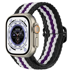 Adjustable Nylon Strap for Smartwatch - Versatile & Stylish Bracelet Band (Black white purple)