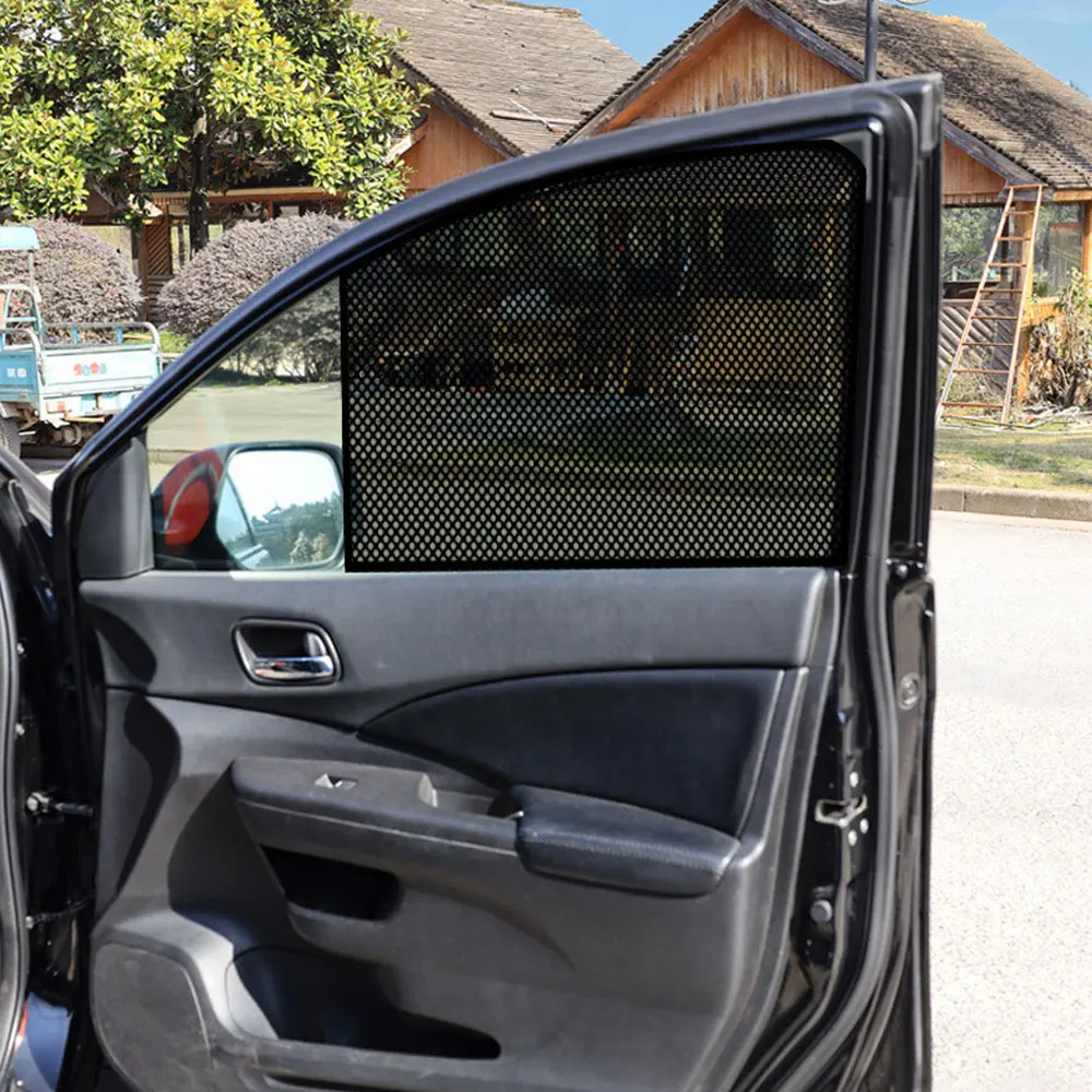 

2PCS PVC Car Sunshade Cover Summer UV Protection Car Side Rear Window Curtain Black Mesh Sun Shade Cover Auto Car Accessories
