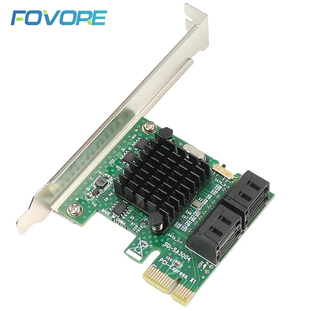 PCIE to SATA Expansion Card PCI Express x1 4 Ports 3 3.0 III 6Gbps SSD Controller PCI-e SATA3 Adapter Board For Windows |