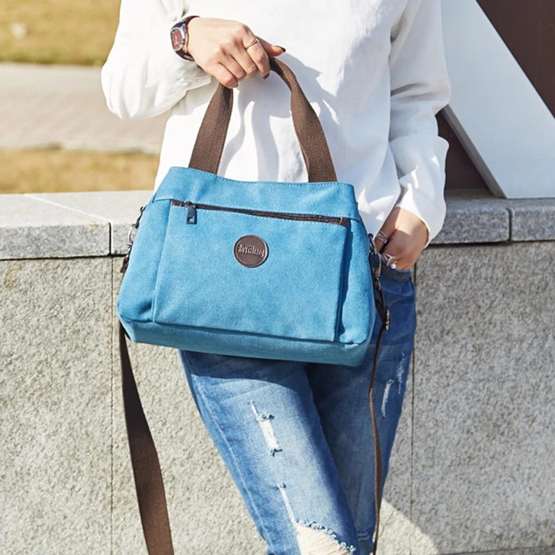 Retro Casual Women's Bag Canvas Ladies Single-shoulder Messenger Bag Women's Large-capacity Multi-compartment Canvas Bag 