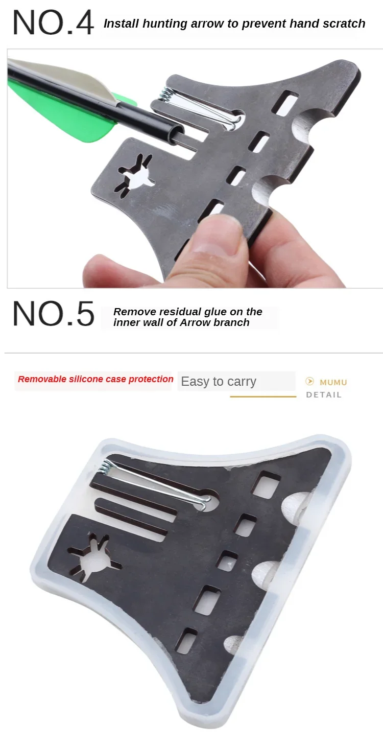 Arrows Multi-Function Repairer Arrow Repair Tool Fletch Removing Gear Cleaner Bow Nock Adjusting Device for Archery Hunting