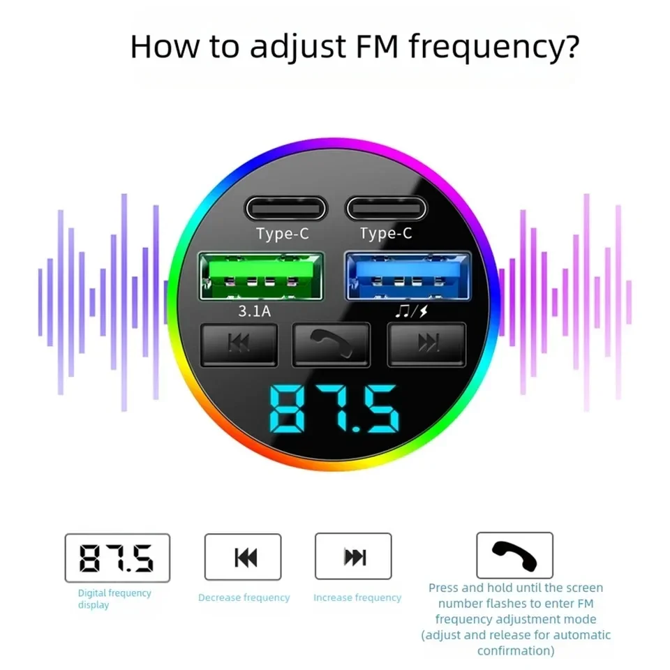 รูปสินค้า เครื่องส่งสัญญาณ FM บลูทูธ 5.0 สำหรับรถยนต์