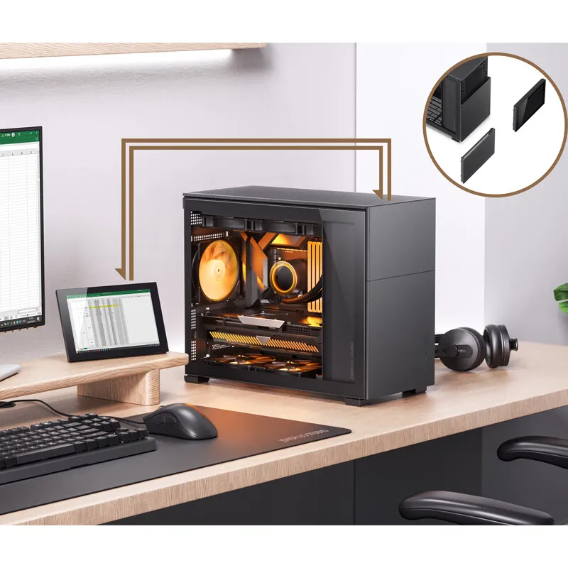 Jonsbo Pinecone D31 Case MATX ITX DTX Small Translucency Sub Screen of Video Games Support ATX Power 360 Cold Exhaust Chassis