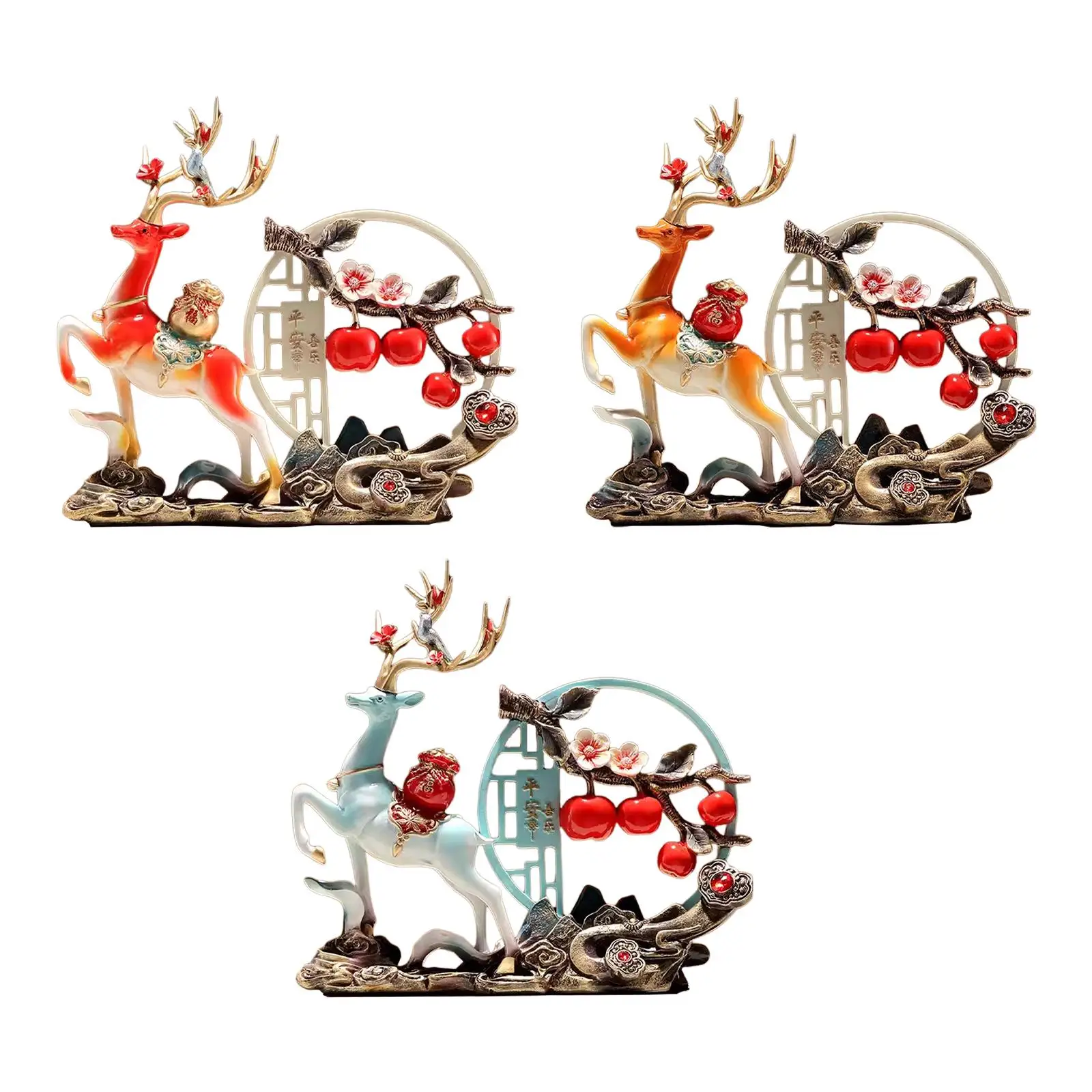 

Reindeer Statue Ornament Ideal Gift Wear Resistant Art Figurine Deer Sculpture for Wedding Bookshelf Tabletop Living Room Party