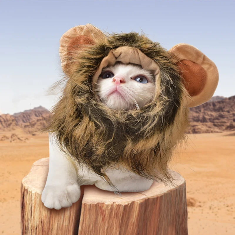 

Funny Pet Wig Funny Turn Into Lion Headgear Hat Puppy Kitten Halloween Christmas Clothes Fancy Dress With Ears Pet Clothes