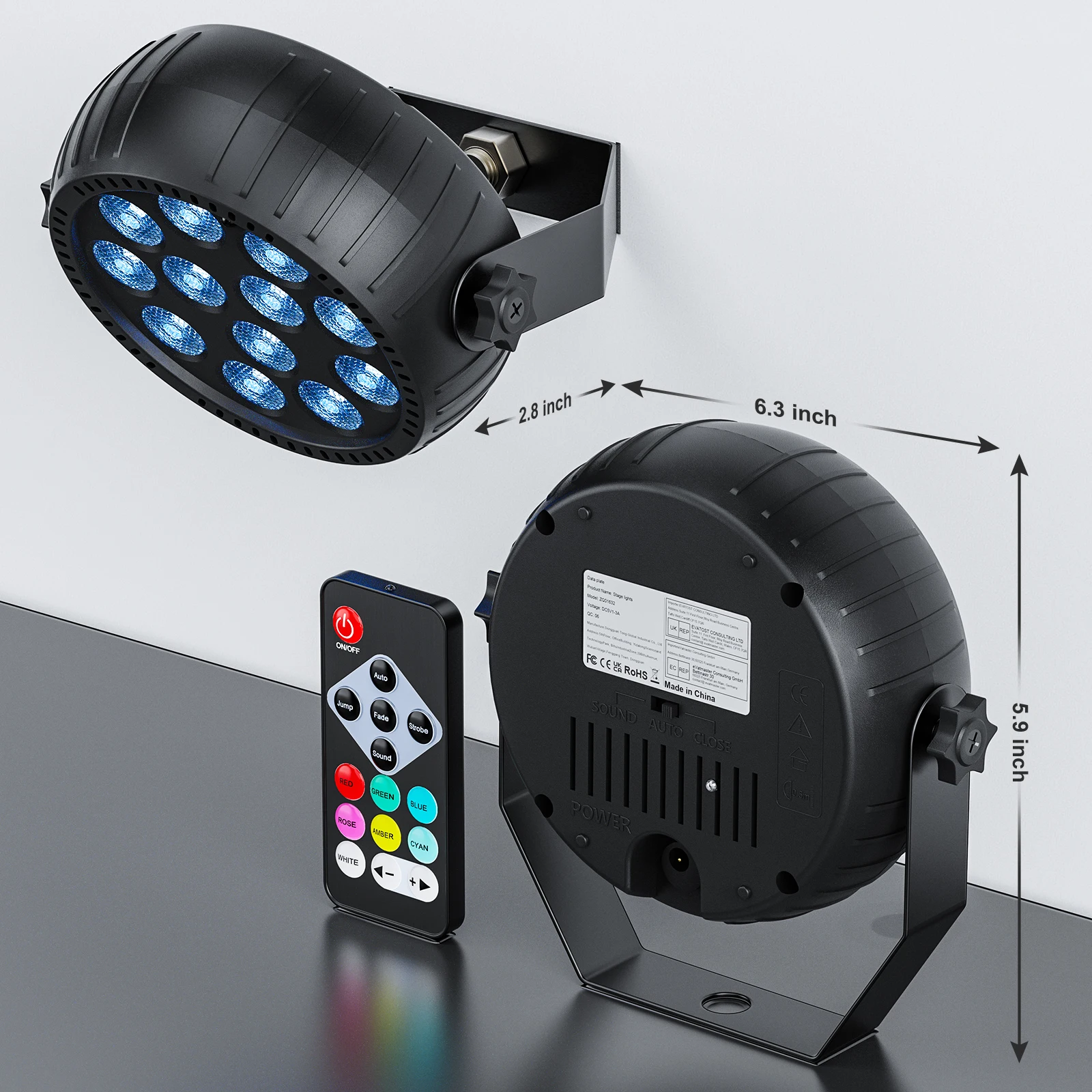 Somspot Mini RGB LED Par Lights Stage Lighting 5