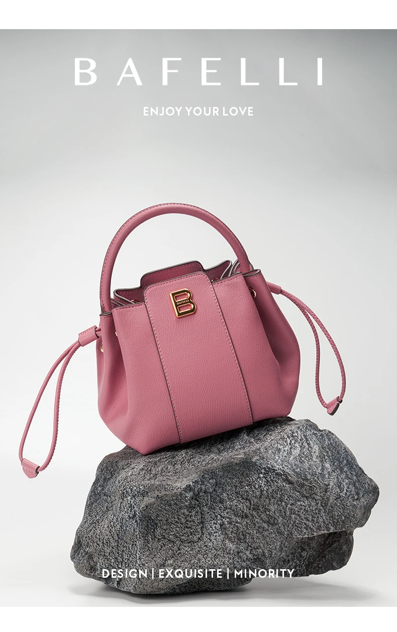 Soft leather bucket bag front view