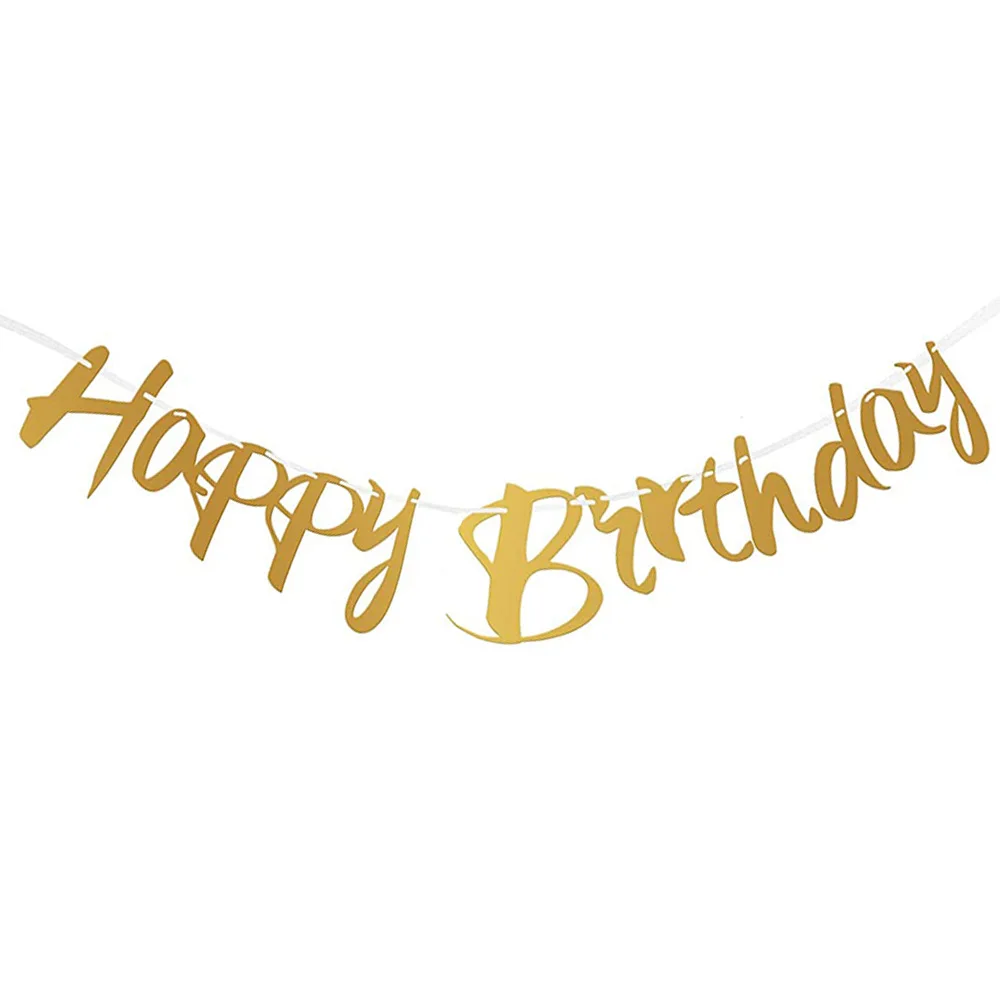 Elegant Black and Gold Paper Streamer Birthday and Anniversary Banner