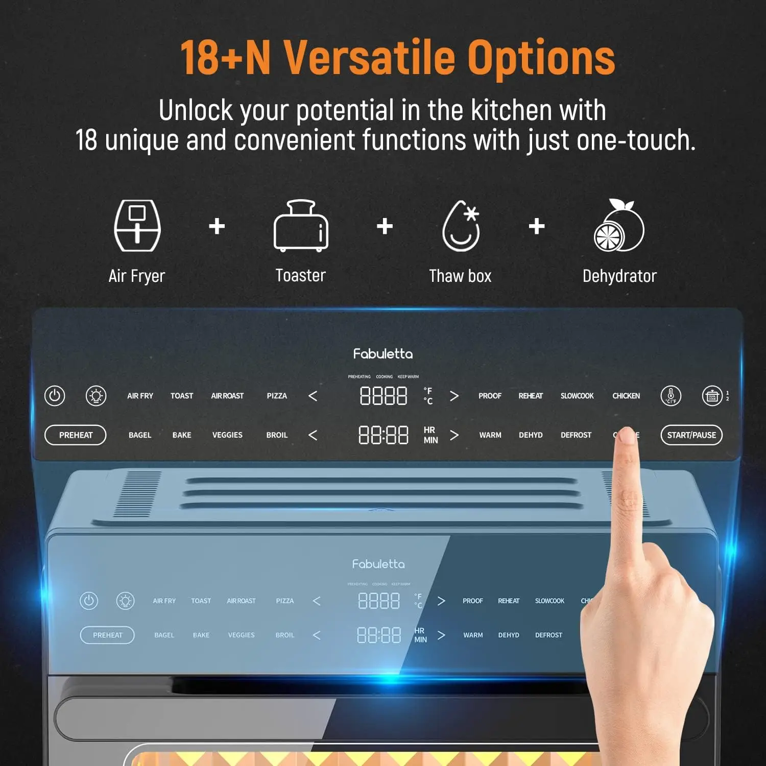Air Fryer Toaster Oven Combo - Fabuletta 18-in-1 Countertop Convection Oven 1800W, 32QT Large Countertop Convection Toaster Oven 2