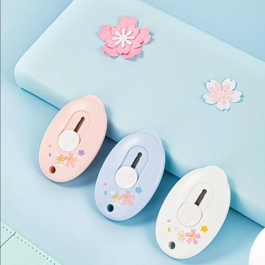 3 pcs/lot Sakura Alloy Mini Portalble Utility Knife Cutter Letter Envelope Opener Mail Knife School Office Supplies Pocket