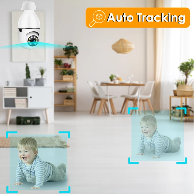 7049-981faa.jpg Caméra ampoule 3MP E27 WiFi Surveillance vidéo intérieure 1080P Moniteur de sécurité domestique Vision nocturne couleur Suivi automatique Carecam Pro, moniteur bébé 360 degrés, caméra intérieure, lumière d'inondation,