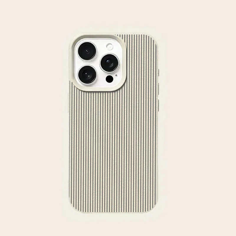 Minimalist Lychee Texture Silicone Phone Case with Lines Pattern