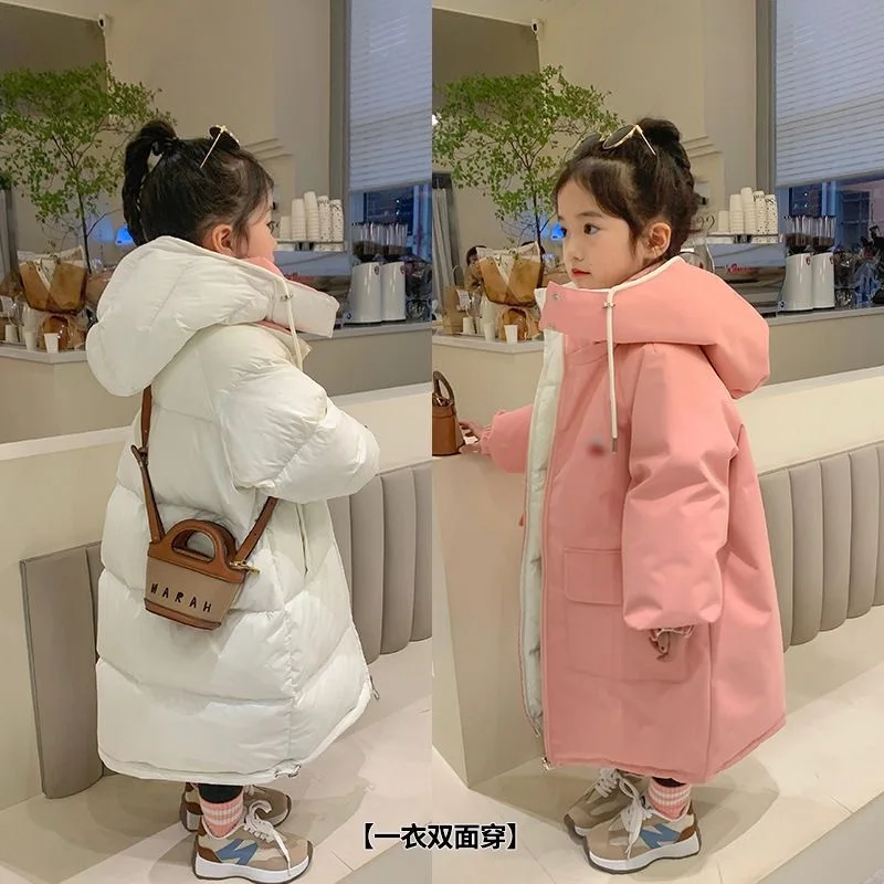 Winter Thick Cotton Coats For Girls Hooded Jackets Kids Outerwear Clothing Baby Long Warm Parka Snowsuit CH28 down jacket children jackets girls coat