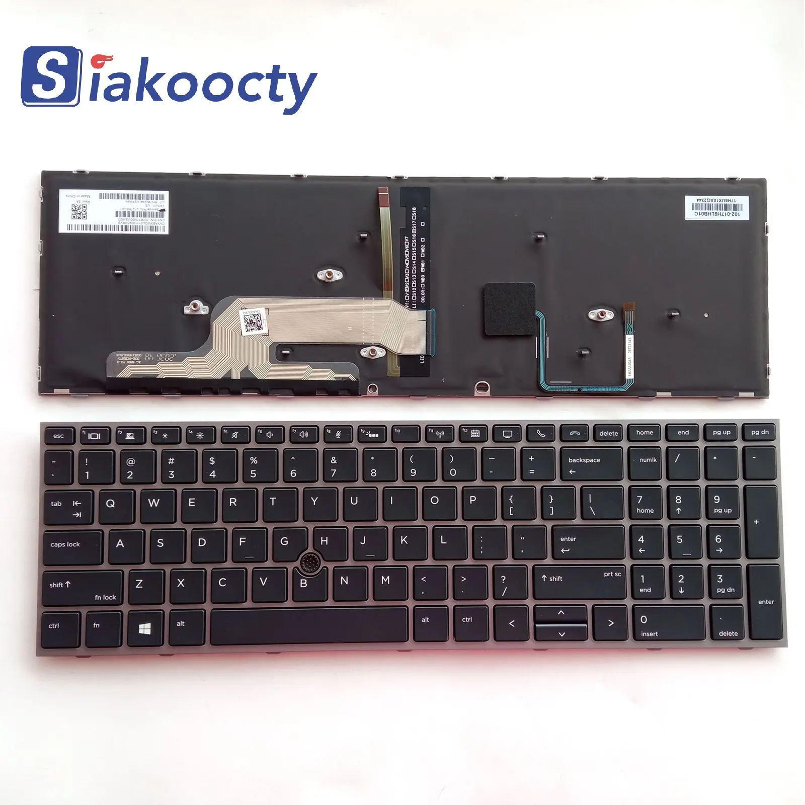 Nuovo Per Hp Zbook 15 G5 17 G5 Us Tastiera Retroilluminata Puntatore Cornice Argento