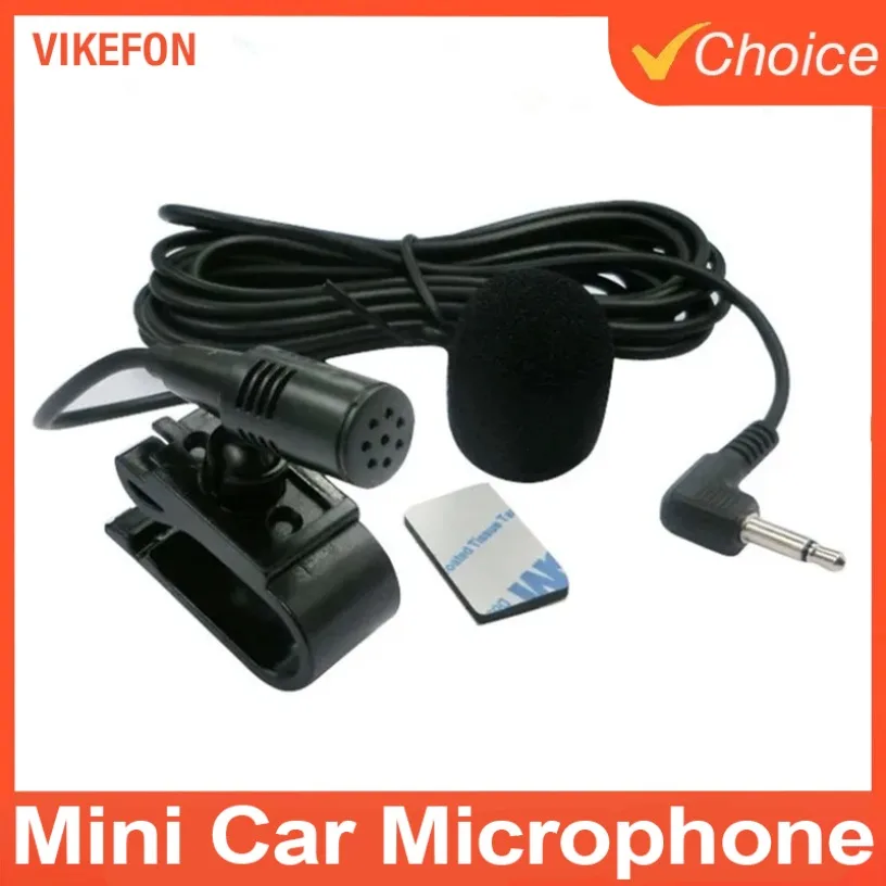 Microfono Mini per Auto Lungo 2m con Jack da 3,5mm, Microfono Stereo Cablato Esterno per Autoradio e DVD