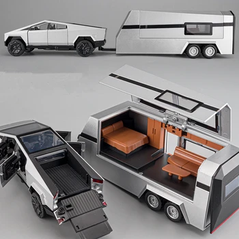 1/32 Tesla Cybertruck pikapas su priekaba + keturatis!