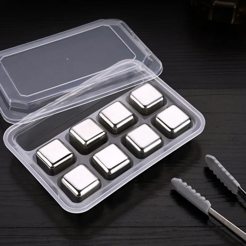 Reusable Ice Creative Metal Frozen Ice Stone Stainless Steel Wine Whisky Stone Thickening Household Bar Party Grain of Cubes