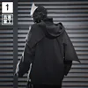 Autumn Winter Hip Hop Punk Scarf Collar Techwear Jacket Woolen Coat Men Vintage Casual Woolen Outerwear 2